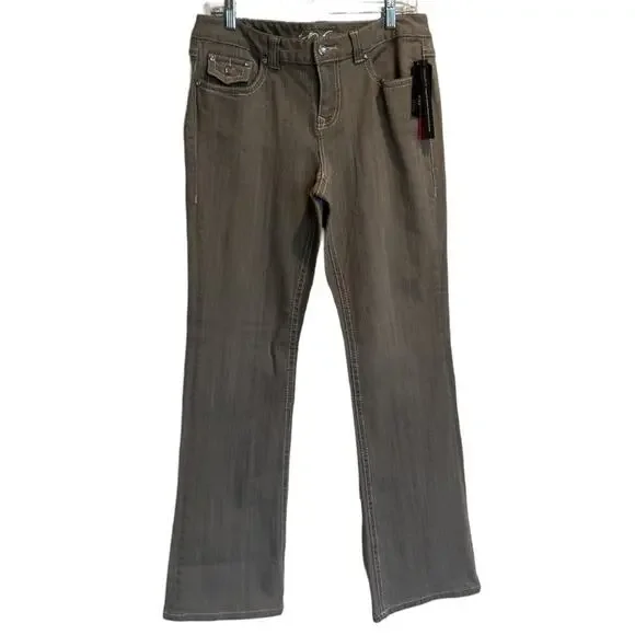 INC International Concepts Jeans Womens Size 8 Gray Regular Fit Bootleg Mid - Picture 1 of 9